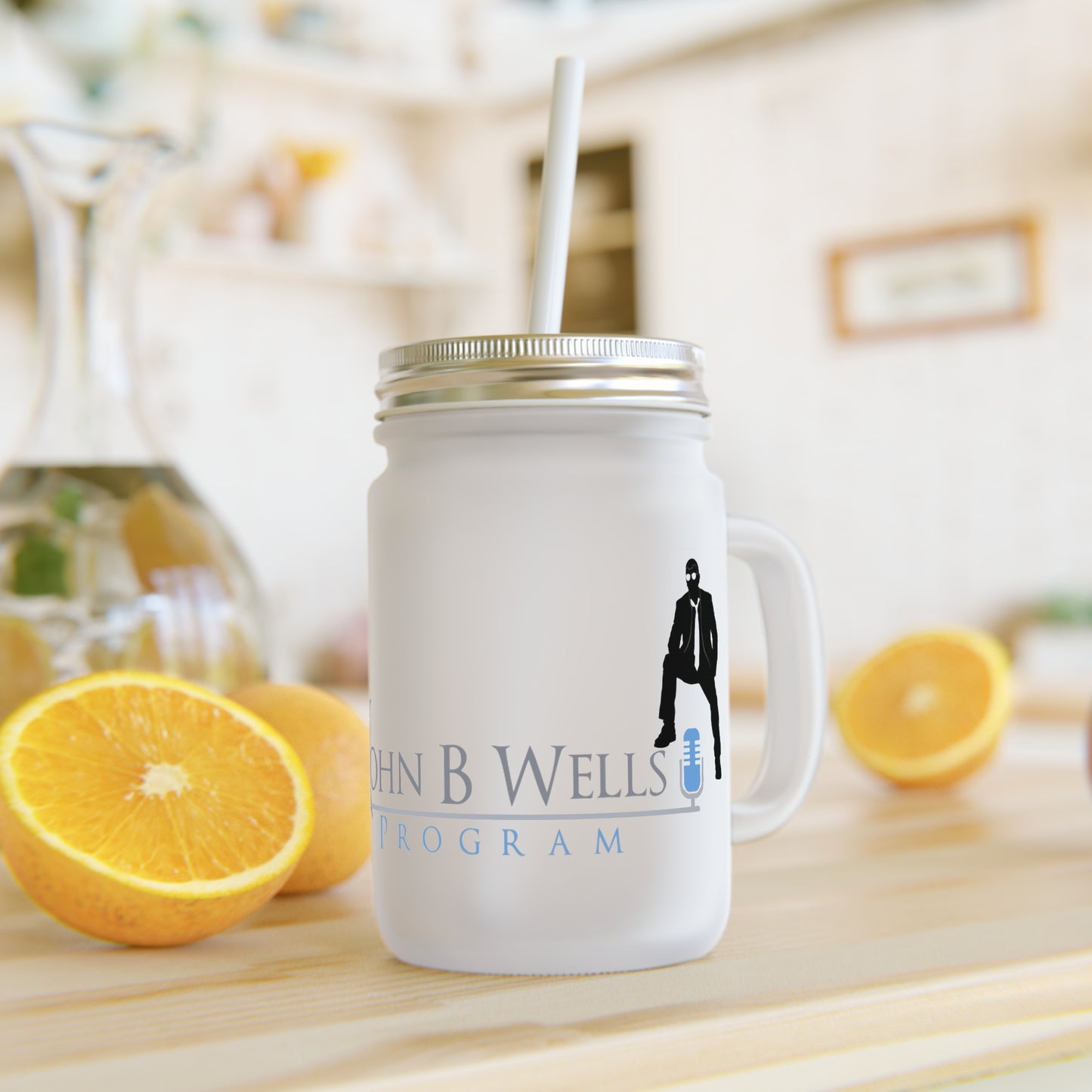 John B Wells Mason Jar with Straw