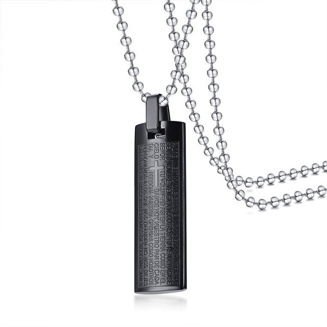 Vnox Engraved Cross Bible Pendant For Women Men Solid Stainless Steel Unisex Christ Prayer Jewelry With 20"/24" Link/Beads Chain