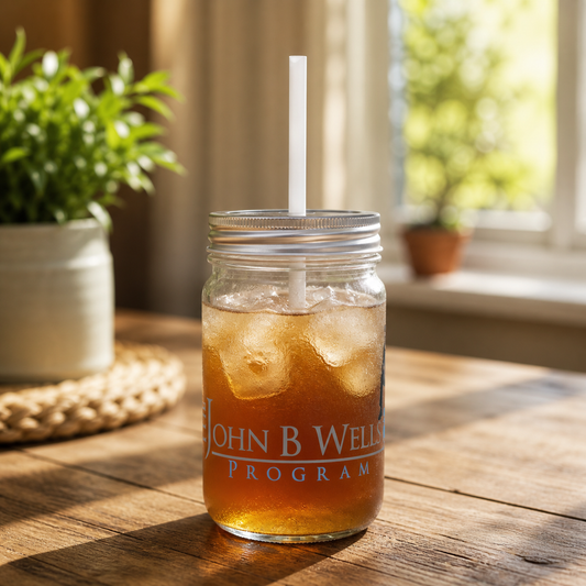 John B Wells Mason Jar with Straw