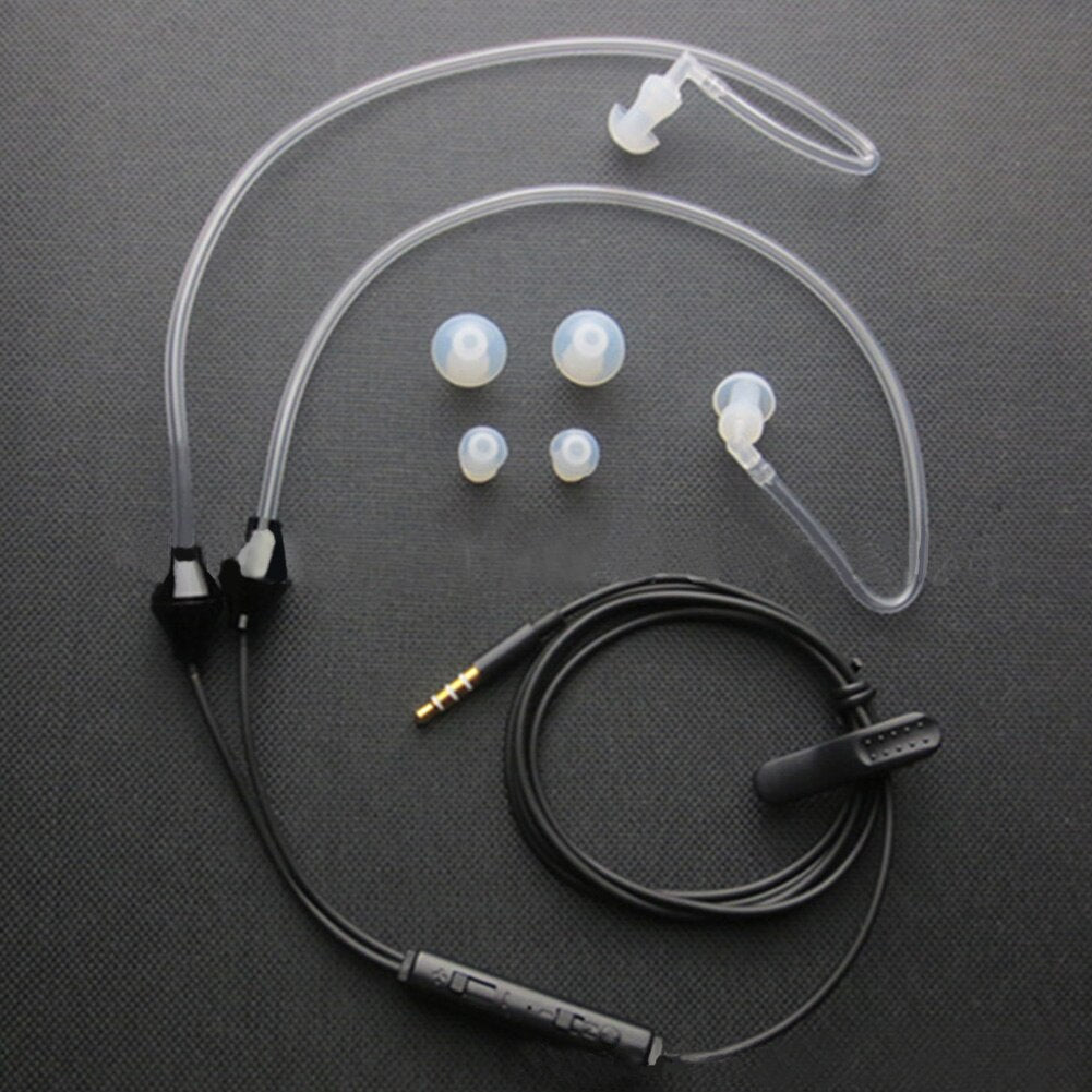 Anti-Radiation Earphone 3.5mm Air Acoustic Tube Earpiece Stereo Earphone with Microphone for Smart Mobile Phone